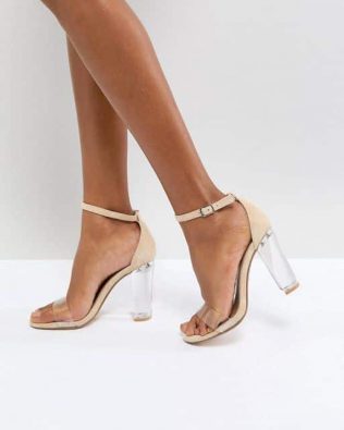 Clear Block Heeled Sandals